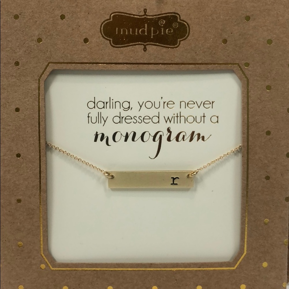 Mud Pie Chelsea Initial r Bar Necklace